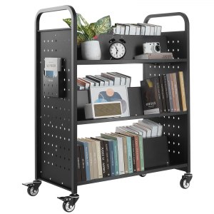 VEVOR Bücherwagen Mit 159 Kg Tragkraft - Rollbares 3-stöckiges Regal Für Büro, Schule & Zuhause