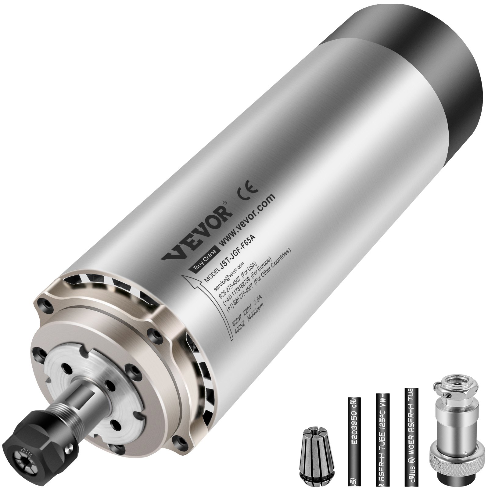 VEVOR CNC Spindle Motor Kit, Air-Cooled, 0.8 kW, 24000 RPM, ER11 Collet, 0.005 mm Runout, for Engraving Machines (Wood, Stone, Metal, Silver)