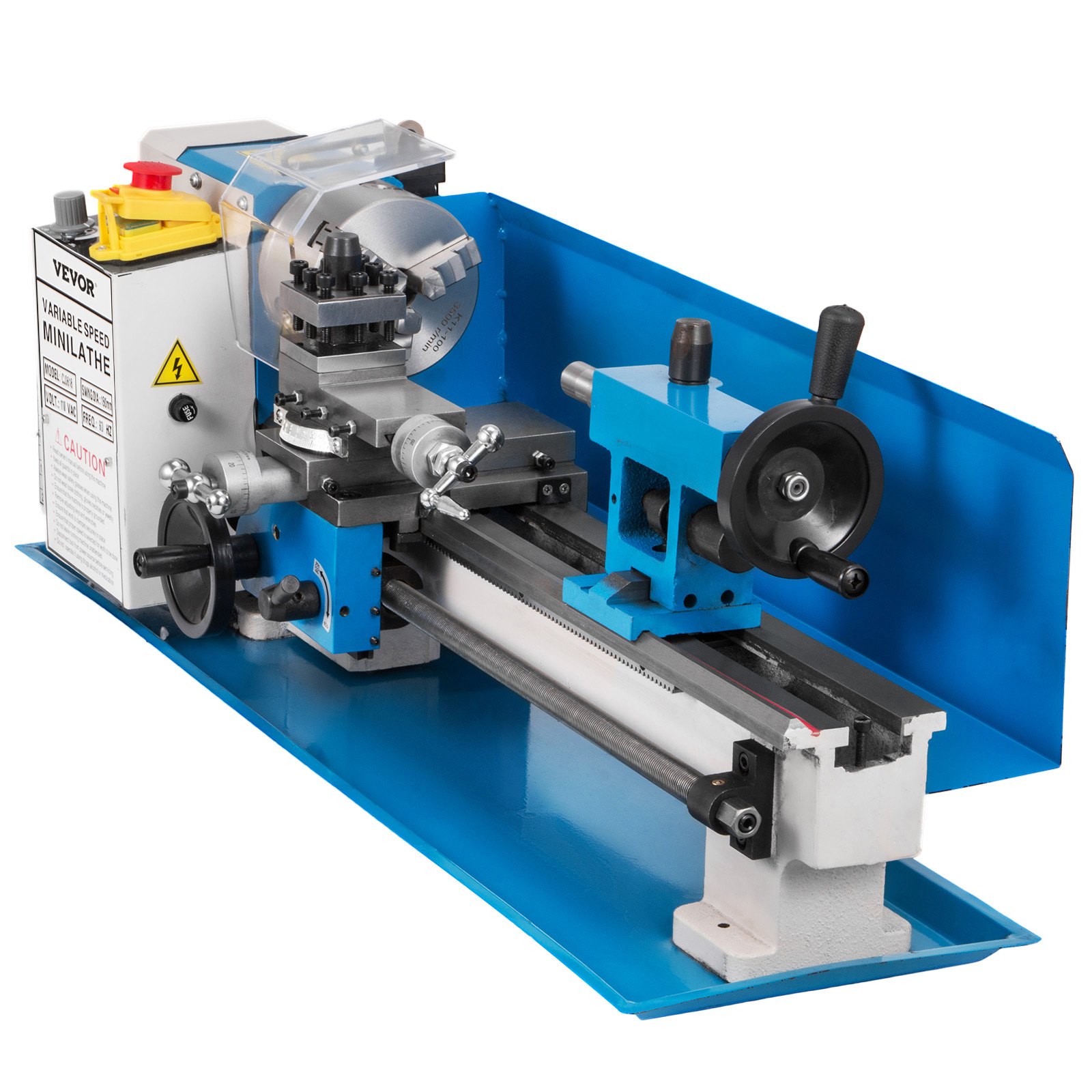 Mini Torno de Fresado de Metal 180mm x 350mm, Velocidad Variable 50-2,250 RPM 500W Engranaje de Nylon