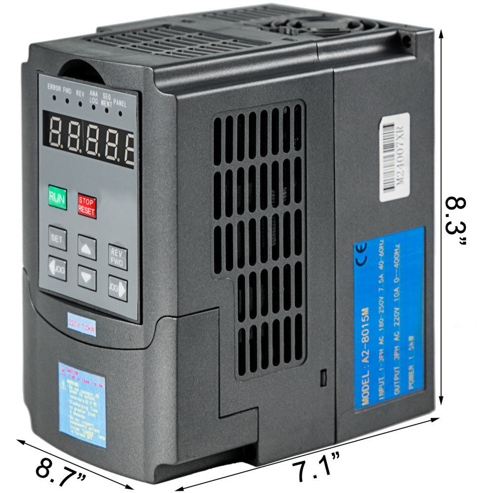 VEVOR Motor Eje Enfriado por Aire de 0,8KW y Variador de Frecuencia 2HP 1,5KW VFD