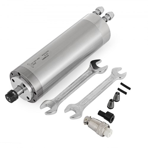 VEVOR Kit de Motor del Husillo Refrigerado por Agua 0,8KW ER11 0-24000 r/min + Variador de Frecuencia VFD 2HP 1,5KW 1 o 3 Fases Combinación Eficiente Motor del Husillo CNC y Convertidor de Frecuencia