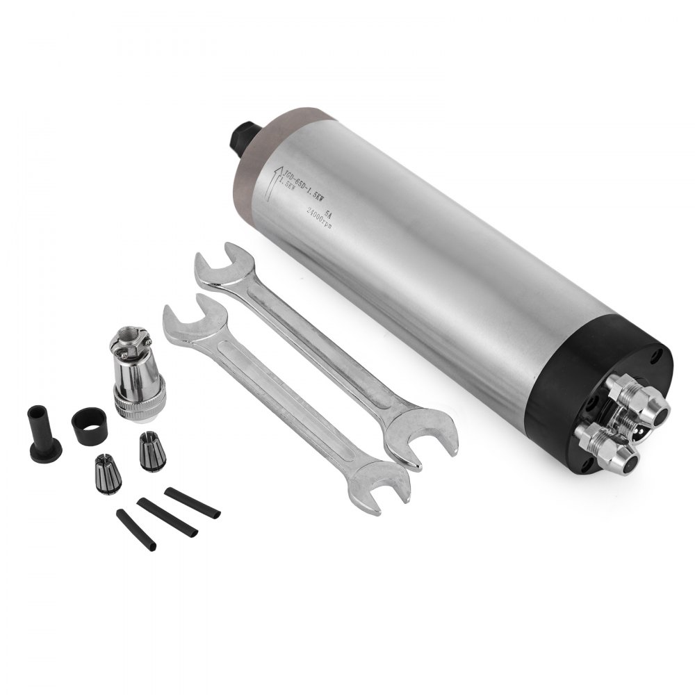 VEVOR Kit de Motor del Husillo Refrigerado por Agua 1,5KW ER11 8000-24000 r/min + Variador de Frecuencia VFD 2HP 1,5KW 7A VFD Combinación Eficiente Motor del Husillo CNC y Convertidor de Frecuencia