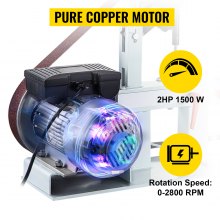 VEVOR Lijadora de Banda con 3 Cintas de 50 x 2082 mm, Lijadora Eléctrica de Correa con Motor de Cobre Puro Velocidad Constante 2800 r/min, Lijadora Pulidora Amoladora 1500 W para Pulir Herramientas