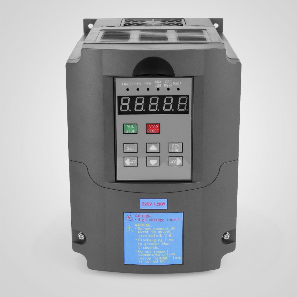 VEVOR 1,5 KW con Refrigeración por Agua Motor de Giro 65 x 188 mm 1,5 KW 8000-24000 R/min 220V~250V ER11(3,175mm,4mm,6mm) Mandril de Pinza, 1,5KW Variador de Frecuencia 208-240VAC 48-63Hz 1 y 3 Fases
