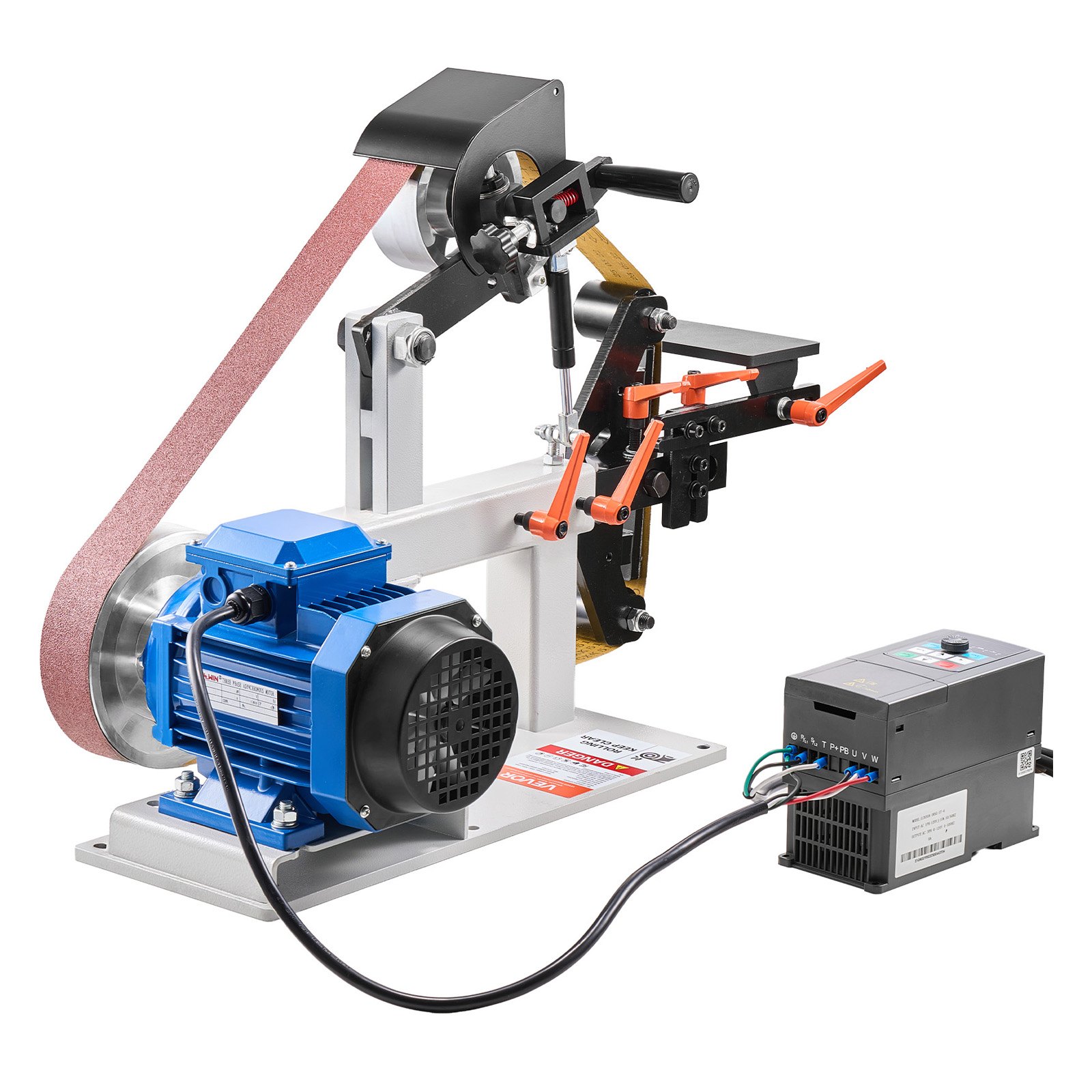 VEVOR Lijadora de Banda, 1500 W Lijadora Eléctrica de Correa con Motor de Cobre Puro, Velocidad Variable 0-2800 r/min, Tamaño de Cintas 5 x 208 cm, Lijadora Pulidora Amoladora para Pulir Herramientas