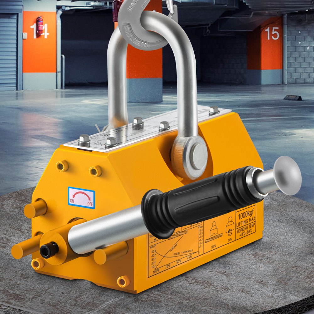 VEVOR Elevador Magnético de Acero de 1,000kg, Imán de Elevación de Grúa de Elevación, de Alta Resistencia Amarillo, Elevador Magnético con Imán Duradero Flexible, Levantamiento Magnético