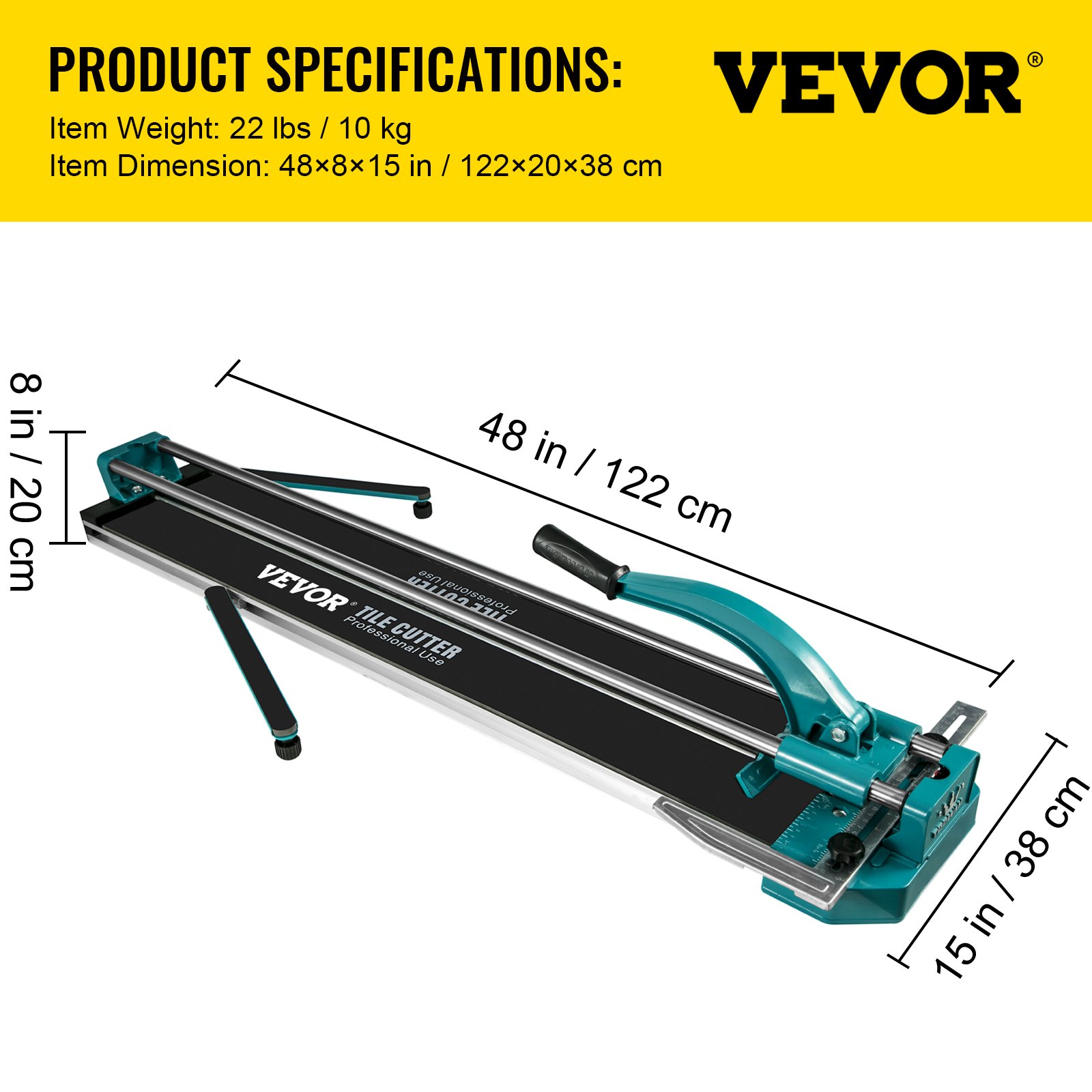 VEVOR Herramienta Manual Cortador Azulejo 1000mm Espesor de Corte de 15mm