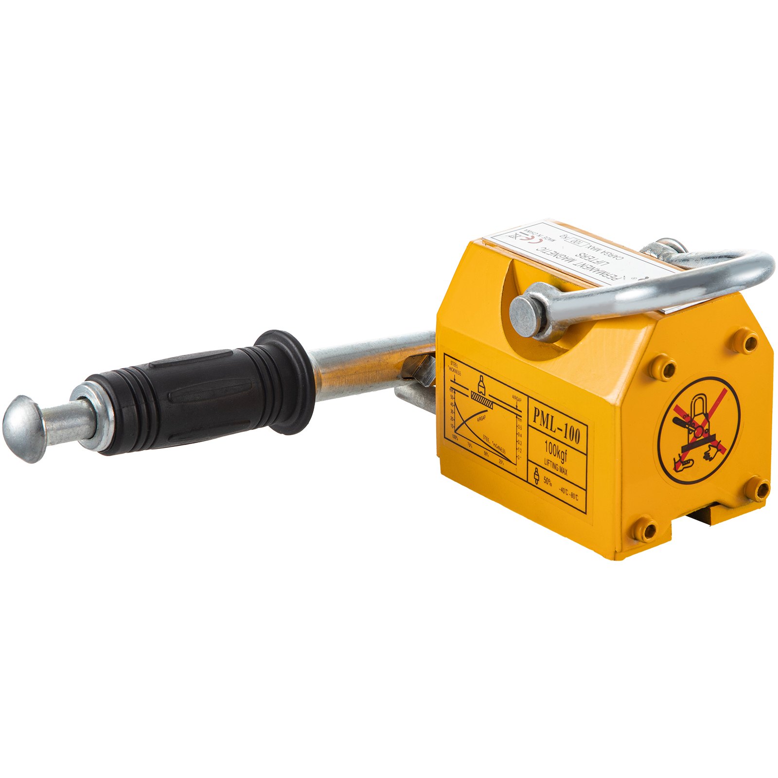 VEVOR Imán Cabrestantes Permanente Magnético 100KG, Elevador Magnético de Acero Amarillo, de Alta Resistencia Amarillo, Elevador Magnético con Imán Duradero Flexible, Levantamiento Magnético