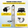 VEVOR 0,5HP Bomba de Agua Sumergible de Profundidad Acero Inoxidable 220V 25GPM