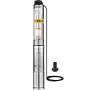 VEVOR Bomba Sumergible para Pozo 0,5 HP Bomba de Agua Pozos 220 V Bomba de Pozo Sumergible de Acero Inoxidable Bomba para Pozos Profundos 2850 RPM Malla de Filtración Múltiple para Embalses Fluviales