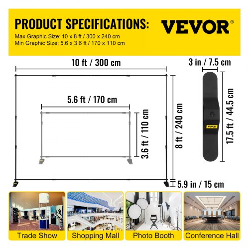 VEVOR Sistema de Soporte 300x240cm para Fondo de Muestra Comercial y Exhibición