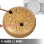 VEVOR Tambor de Lengua de Acero 11 Notas, Handpan de 25 cm, Tambor de Acero Colgante Dorado, Instrumentos de Percusión de Tambores de Acero con Bolsa, Libro, Mazas y Soporte de Mazo