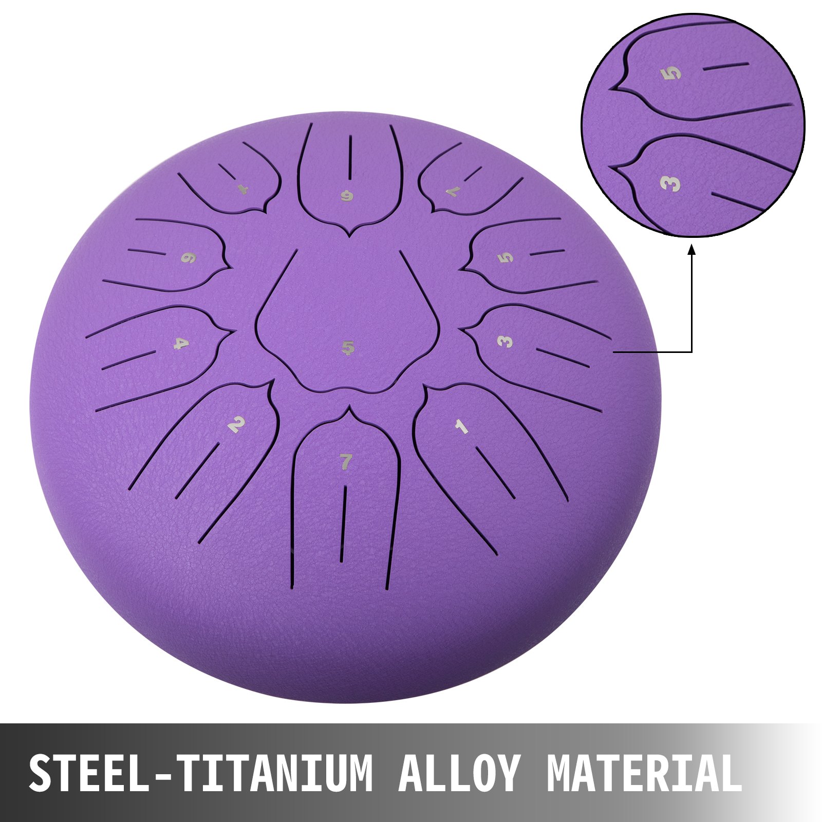 VEVOR 10\'\' Acero Tambor De Lengua Handpan D Mayor 11 Notas Tankdrum Con Bolso Mazos