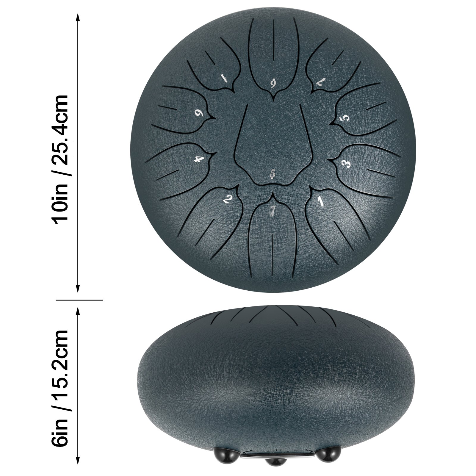 VEVOR Tambor de Lengüeta de Acero 11 Nota, Handpan de 25 cm, Tambor de Acero Colgante de Azul Marino, Instrumentos de Percusión de Tambores de Acero con Bolsa, Libro, Mazas y Soporte de Mazo