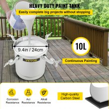 VEVOR Pulverizador de Pintura 10l depósito de pintura 30psi sistema de pulverización de pintura soporte para pintar agua barnices superficies finas