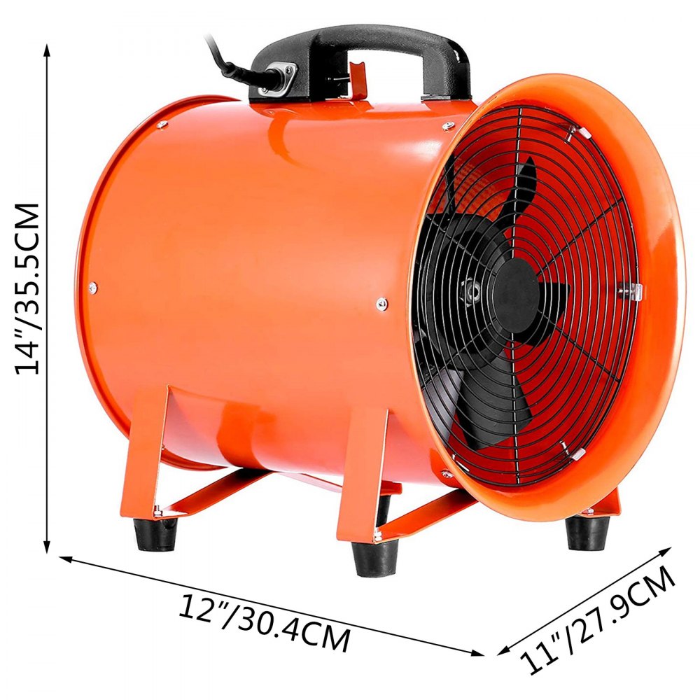 Ventilador Industrial De 10" Soplador Portátil De 250mm Velocidad 2800-3300rpm