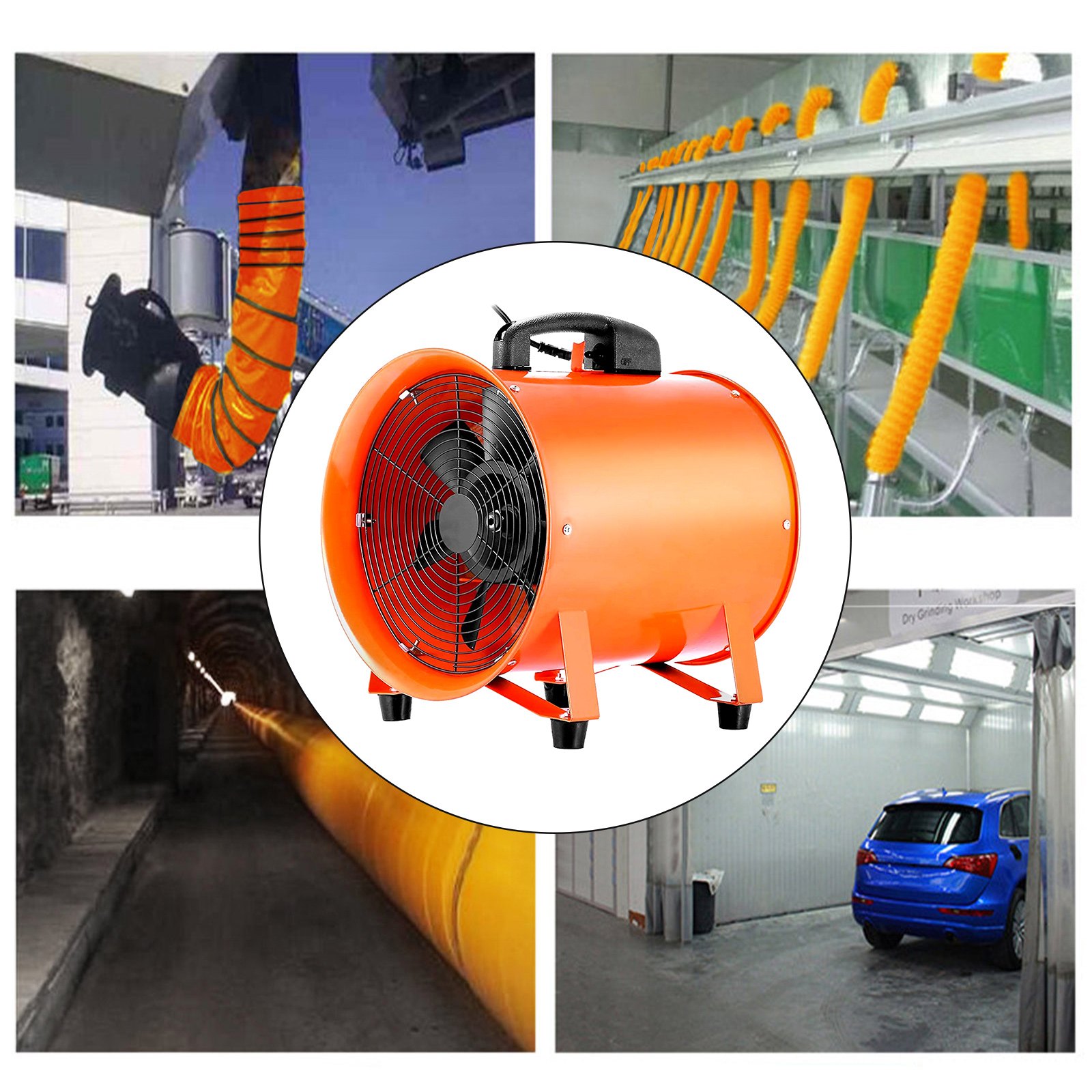 Ventilador Industrial De 10" Soplador Portátil De 250mm Velocidad 2800-3300rpm
