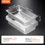 VEVOR Paquete de 6 Sartenes de Hotel, Sartén de Vapor Antiatasco de Tamaño Completo, Acero Inoxidable de 0,8 mm de Espesor, para Catering, para Industrial y Científico, 530 x 326 x 107 mm, Plata