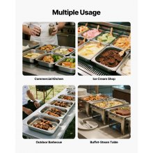 VEVOR Recipiente Gastronorm Reutilizable 1/2 Tamaño, Bandeja de Empanado de Acero Inoxidable, Contenedor de Alimentos para Fiestas, Catering, Restaurantes y Bufés, 325 x 265 x 64 mm, 4 uds, 3,8 L