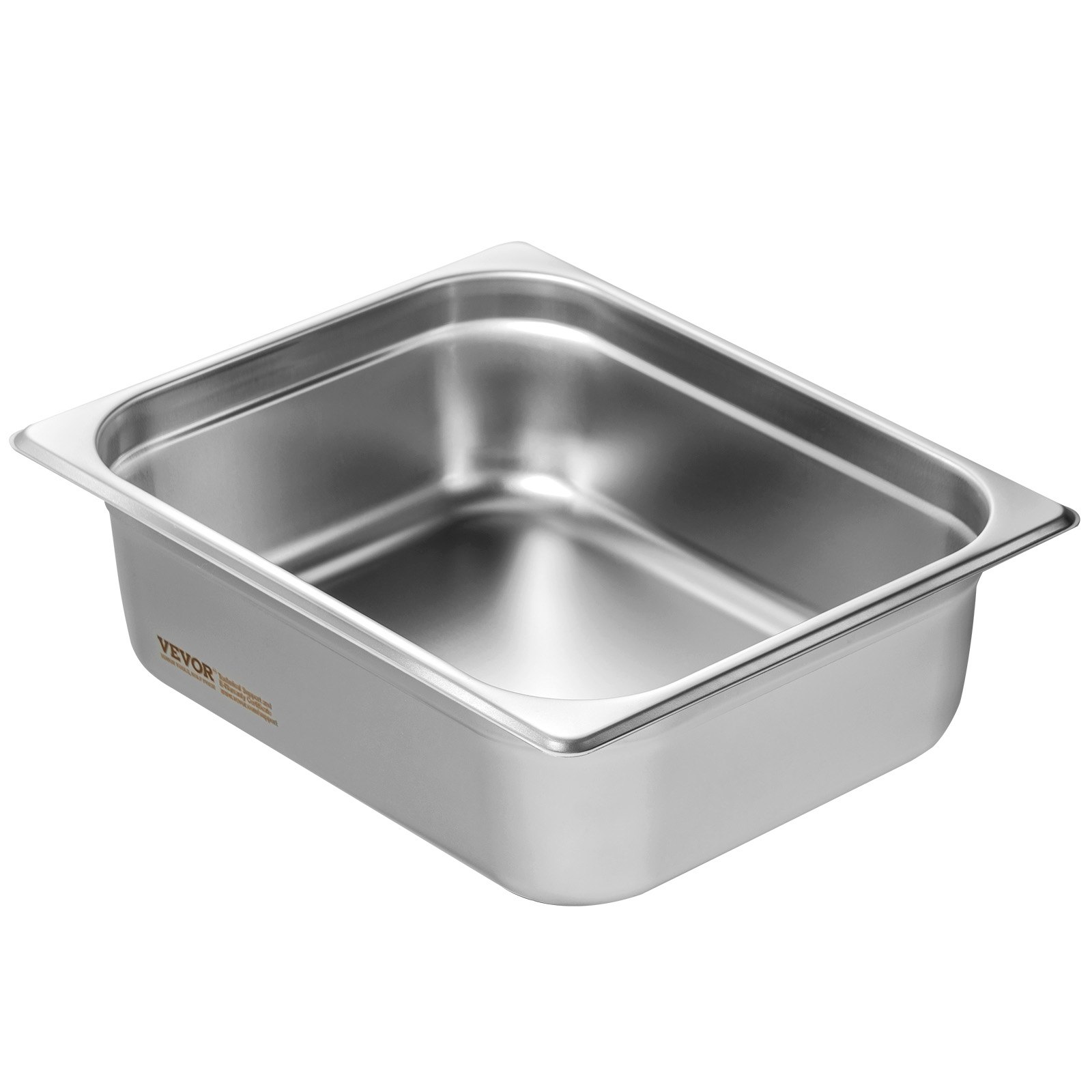 VEVOR Paquete de 8 sartenes de hotel, sartén de vapor antiatasco de tamaño 1/2 con tapa, sartén de mesa de vapor de acero inoxidable de 0,8 mm de espesor, sartén de mesa comercial de 4 pulgadas de profundidad, sartén de almacenamiento de alimentos para catering, para industrial y científico
