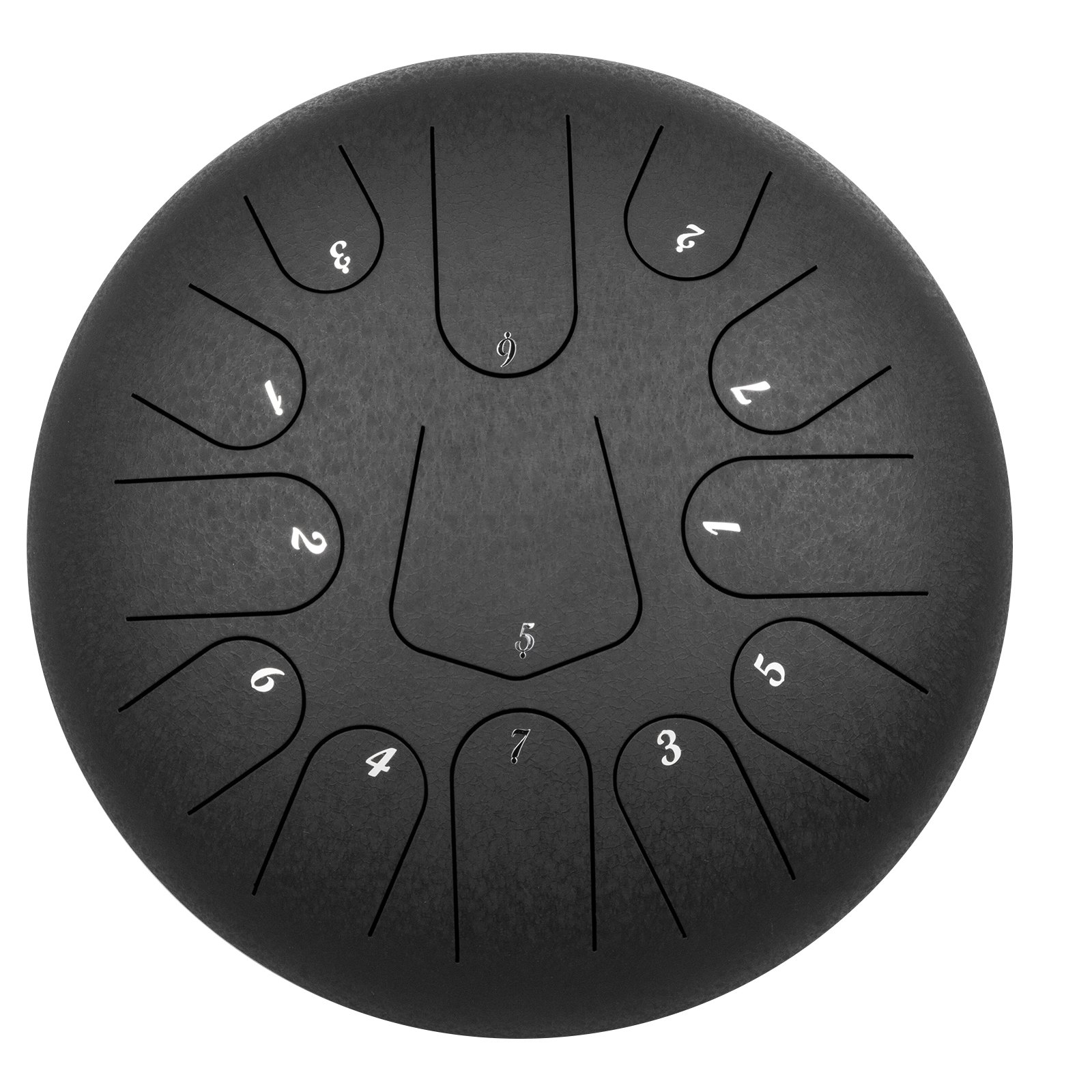 VEVOR Han Pan Tambor con Lengüeta de Acero 13 Notas 12 pulgadas (30cm) con Bolsa, Púas Negro, Libro, Mazos
