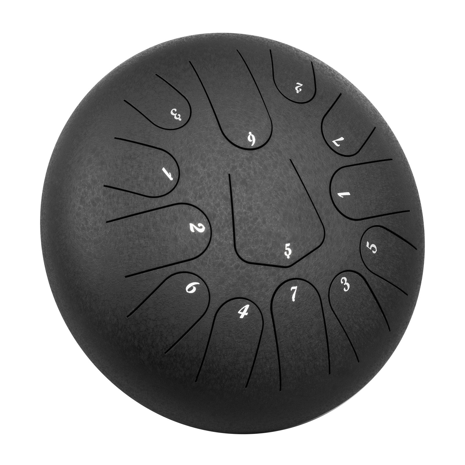 VEVOR Han Pan Tambor con Lengüeta de Acero 13 Notas 12 pulgadas (30cm) con Bolsa, Púas Negro, Libro, Mazos