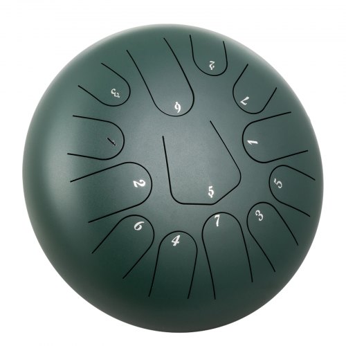 Sartén VEVOR con Bolsa para Libro Mazos, Púas Verdes y Tambor con Lengüeta de Acero 13 Notas 12 pulgadas (30cm)