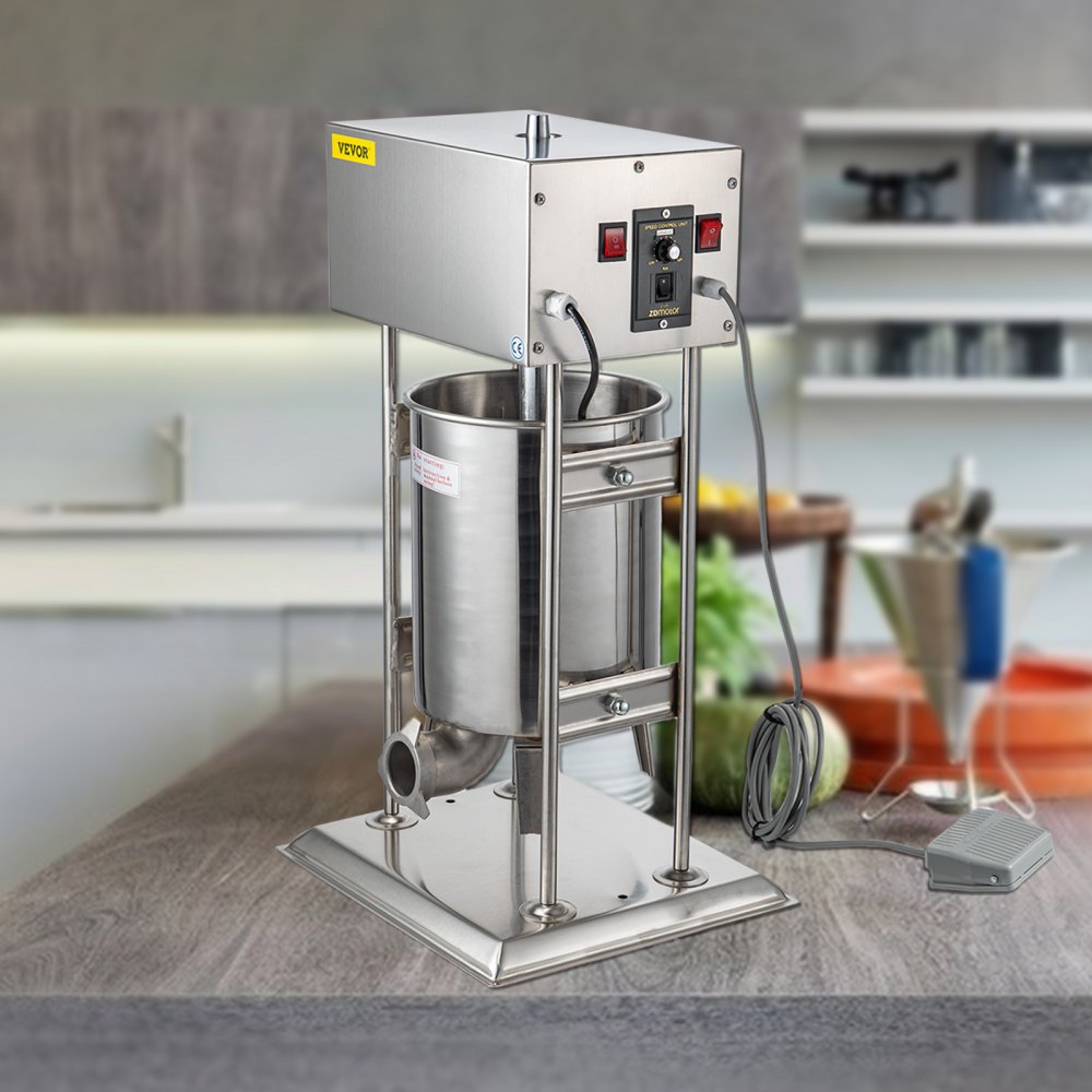 VEVOR Embutidora de Salchichas Electrico de Acero Inoxidable 12L Máquina de Salchichas Embutidos Electrico de Acero Inoxidable  58.4 lbs Máquina para Hacer Salchichas con 5 Tubos