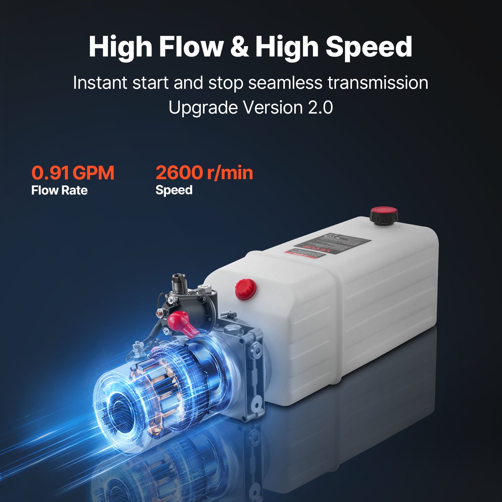 VEVOR Bomba Hidráulica de Simple Efecto 8 Cuartos 12 V CC, Bomba del Remolque Volquete Caudal de 3,4 L/min, Presión Máxima de Alivio de 22 MPa, para Elevación de Vehículos, Elevadores de Tijera