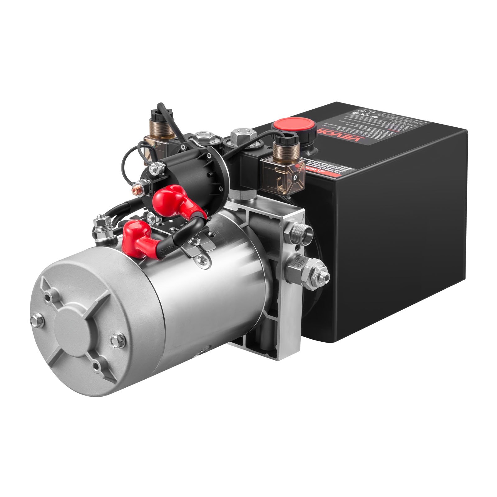 VEVOR Bomba Hidráulica de Efecto Doble 4 Cuartos 12 V CC, Bomba del Remolque Volquete Caudal de 3,4 L/min, con Depósito Metálico para Elevación de Vehículos, Elevadores de Tijera, Apiladores