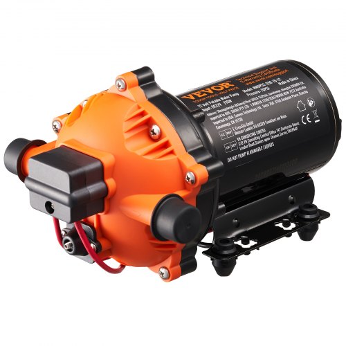 VEVOR Bomba de Diafragma 12 V 18,93 L/min Bomba de Agua de 3 Cámaras con Interruptor de Presión Automático Ajustable de 40 a 100 PSI, 70 PSI, Puerto MNPT de 12,7 mm para Camión de Comida, Autocaravana