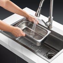 VEVOR Paquete de 6 Sartenes de Hotel de Tamaño 1/3 Vapor Acero 326 x 177 x 99 mm