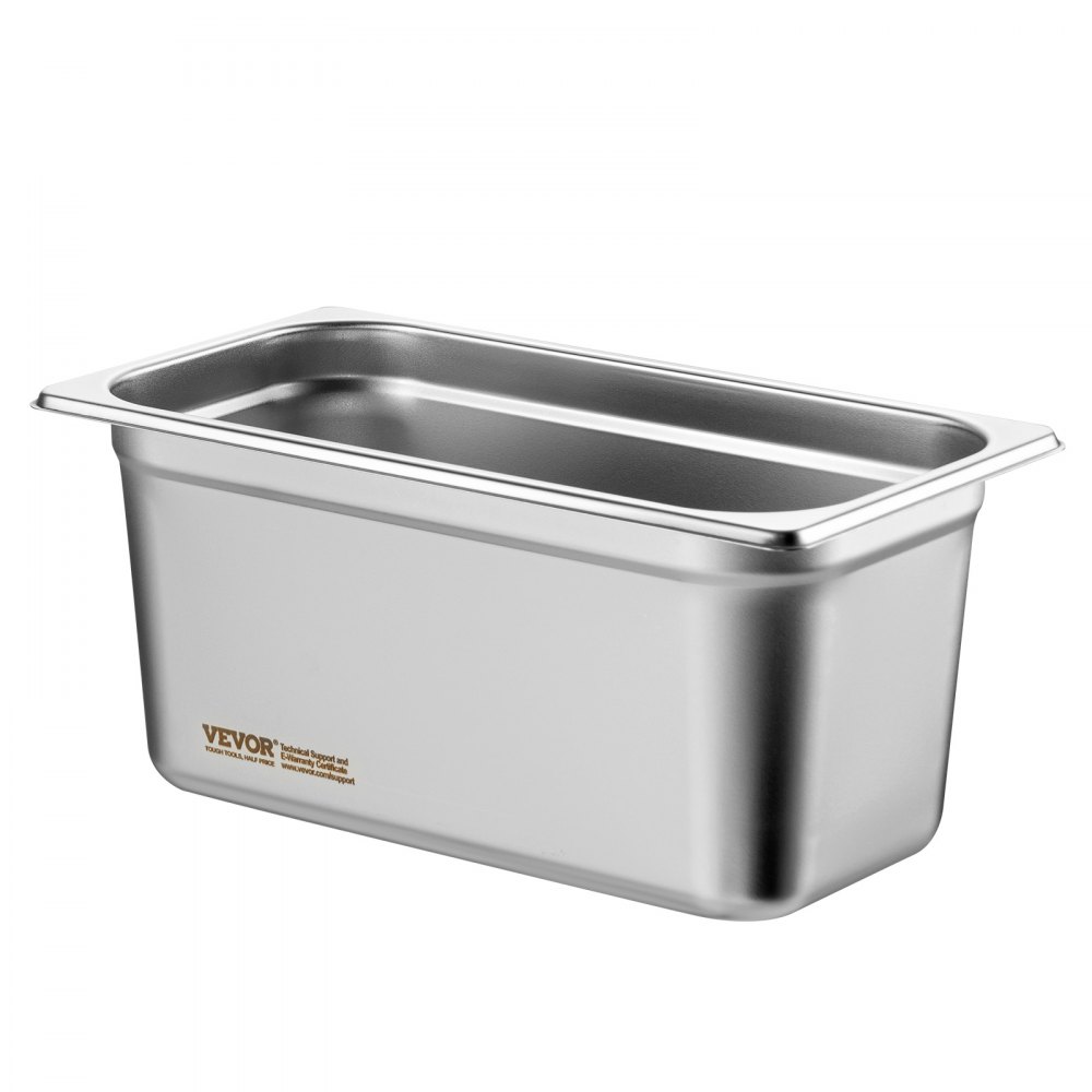 VEVOR Paquete de 8 sartenes de hotel, sartén de vapor antiatasco de tamaño 1/3 con tapa, sartén de mesa de vapor de acero inoxidable de 0,8 mm de espesor, sartén de mesa comercial de 6 pulgadas de profundidad, sartén de almacenamiento de alimentos para catering, para industrial y científico