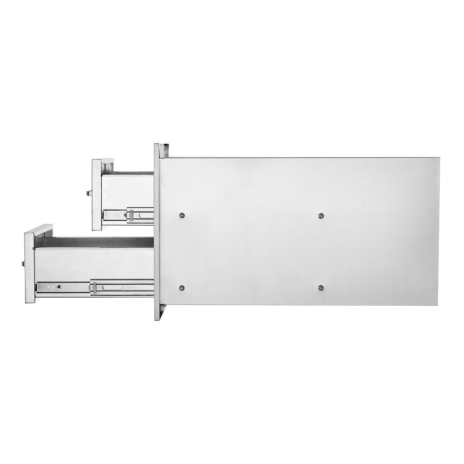 Cajones de cocina exterior VEVOR de acero inoxidable con dos compartimentos deslizantes.