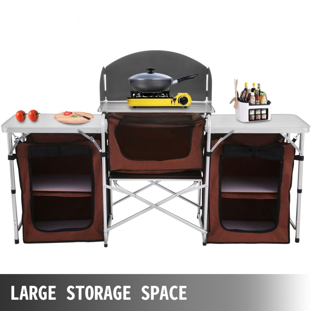 VEVOR Cocina para acampar al aire libre, muebles de jardín plegables, Armario de almacenamiento ajustable para acampada