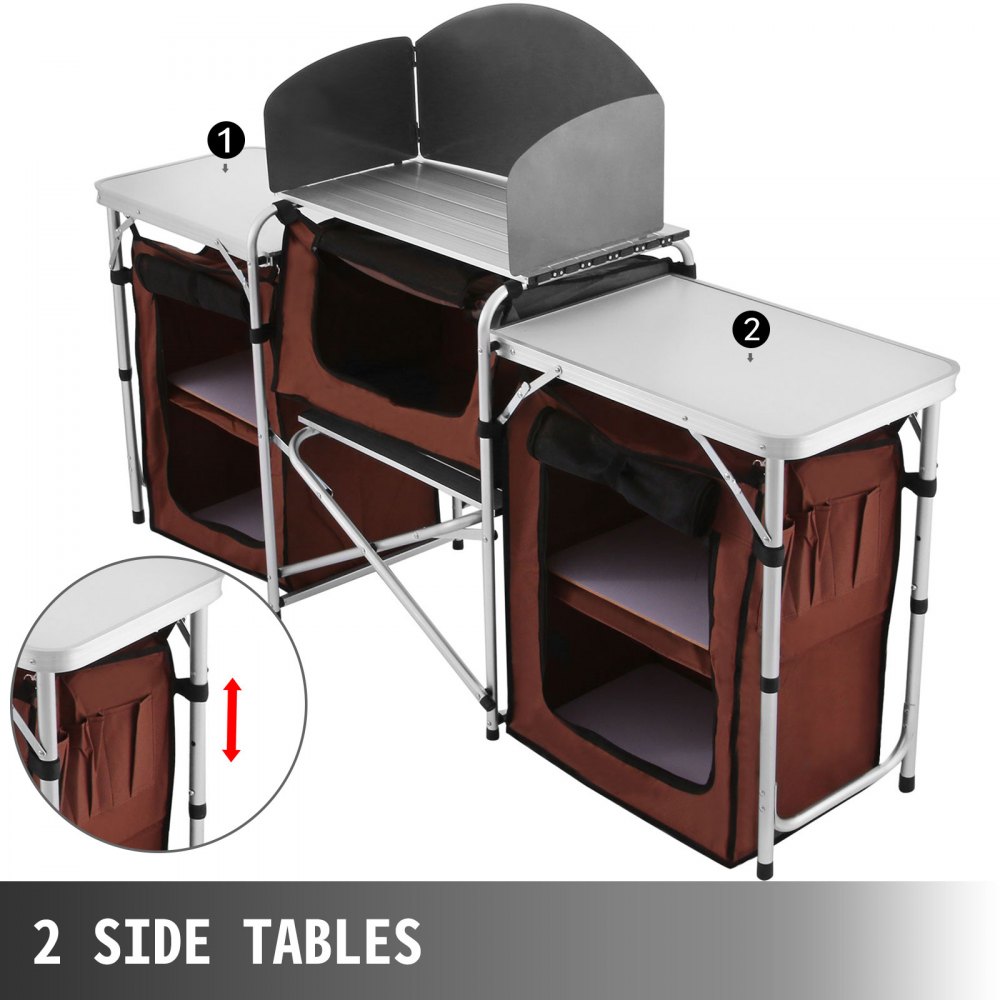VEVOR Cocina para acampar al aire libre, muebles de jardín plegables, Armario de almacenamiento ajustable para acampada