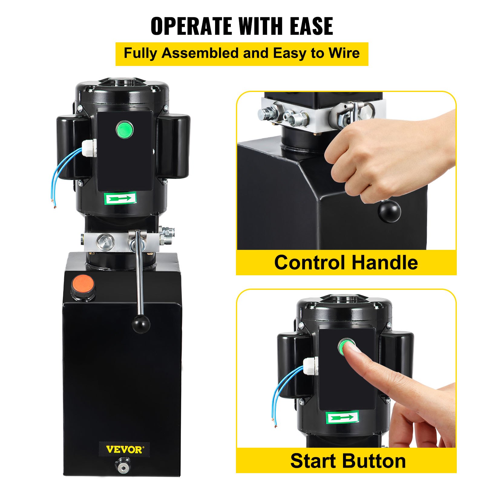 VEVOR Bomba Hidráulica de 14 cuartos, Unidad de Potencia Hidráulica de 2950 PSI, Elevador de Autos, Paquete Hidráulico para Remolque Basculante, 230 V, 60 Hz, Taller de Reparación de Automóviles