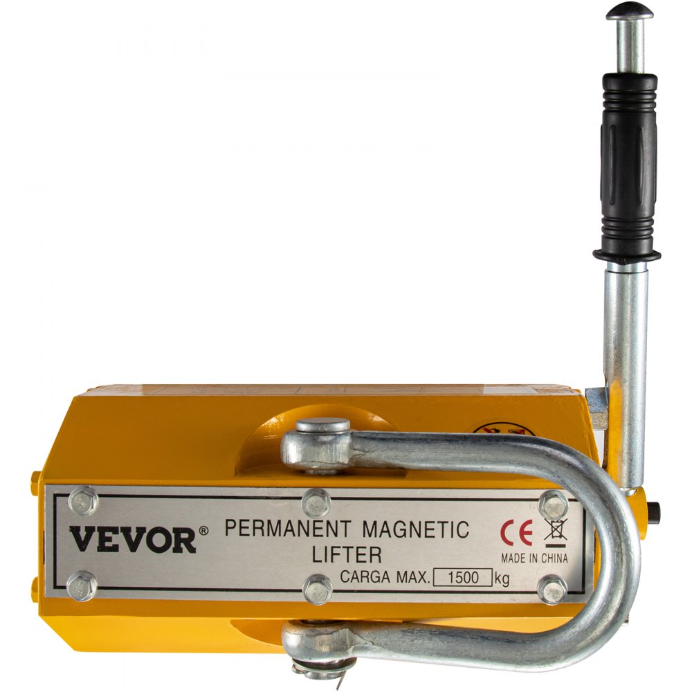 VEVOR Levantador Magnético Permanente 1500 kg, Elevación Imán PML Grúa de Elevación 3300 lbs, Elevador Magnético con Imán Duradero Flexible, Levantamiento Magnético de Alta Resistencia Amarillo