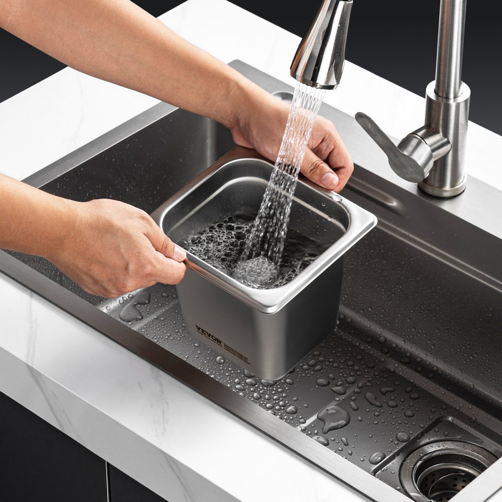 VEVOR Paquete de 6 sartenes de hotel, sartén de vapor antiatasco de tamaño 1/6, sartén de mesa de vapor de restaurante de acero inoxidable de 0,8 mm de espesor, sartén de mesa comercial de 6 pulgadas de profundidad, sartén de almacenamiento de alimentos para catering, para industria y ciencia