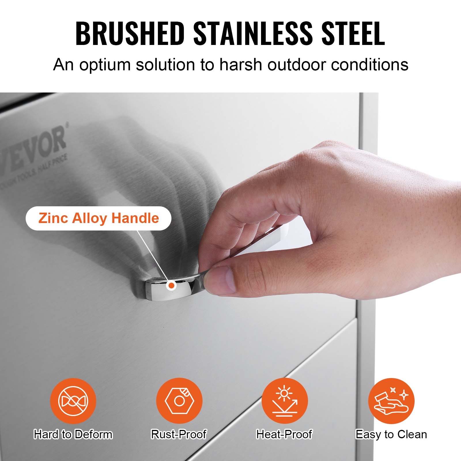Cajones de cocina para exterior VEVOR con acero inoxidable cepillado y tirador de aleación de zinc.