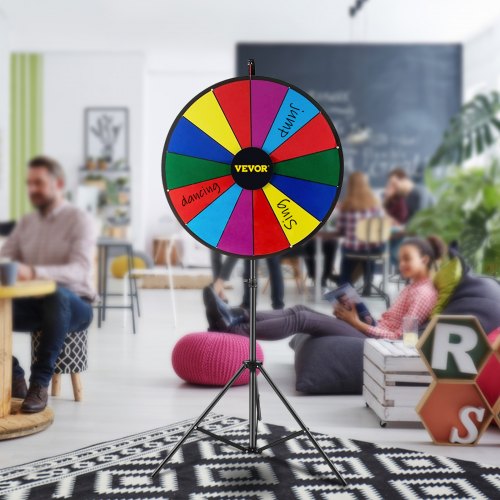 VEVOR Rueda de premio de color de mesa de 46 cm con trípode plegable Soporte de piso 14 ranuras Borrado en seco