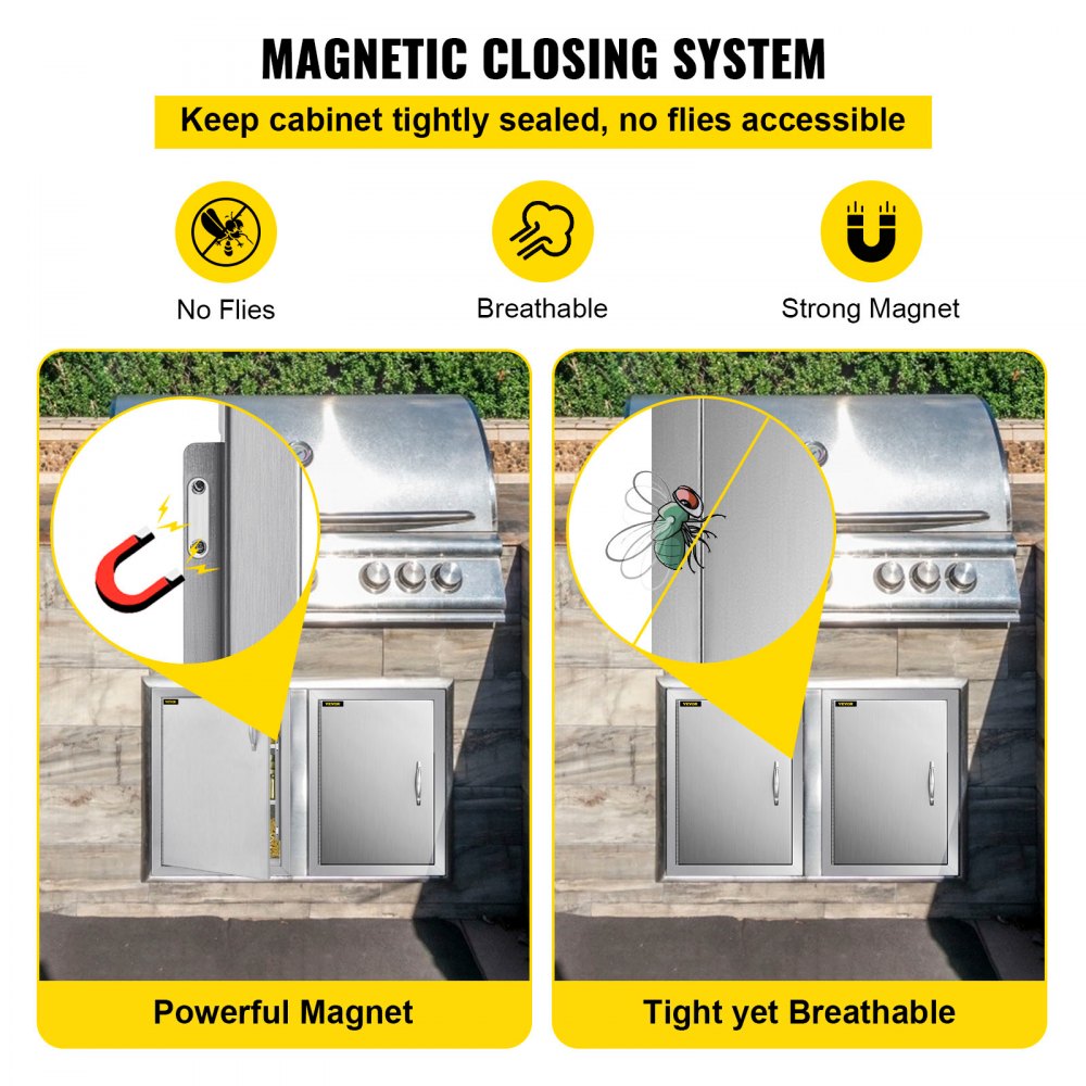 VEVOR Puerta de Acceso para Barbacoa 41 x 57 CM Puerta de Acceso para Barbacoa de Acero Inoxidable Puerta para Cocinas al Aire Libre Barbacoa con Puerta de Acceso