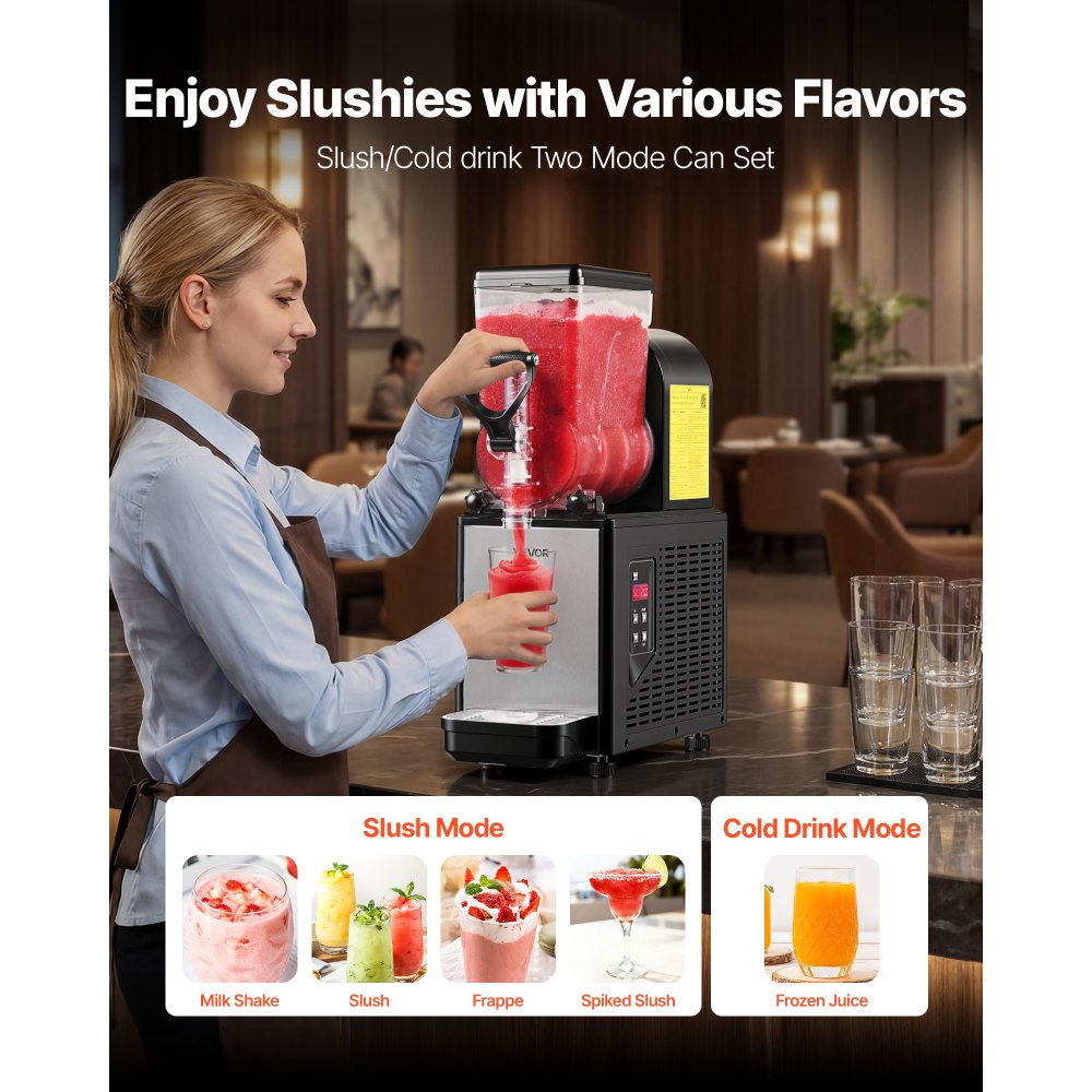 VEVOR Máquina para Hacer Granizados con Un Tanque de 6 L, Máquina de Granizado para Bebidas Congeladas, con Autolimpieza, para Hacer Margaritas, Frappés, Batidos, para Restaurantes, Bares, Fiestas