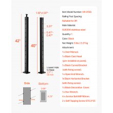 VEVOR Poste 106,7 x 2,5 x 5 cm en Ángulo de 30°, Negro 1JZLGZXHS106VRA3X001V0