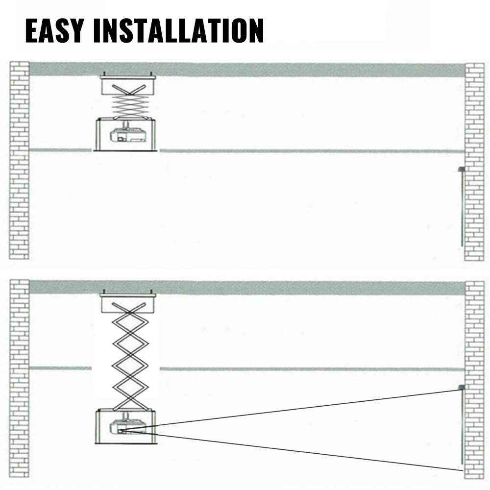 VEVOR Elevador de Proyector para Techo, 1 m Soporte de Proyector para Techo, 500 x 500 x 350 mm Elevador Eléctrico para Proyector, 30 kg Proyector Lift, con Control Remoto Inalámbrico para Reuniones