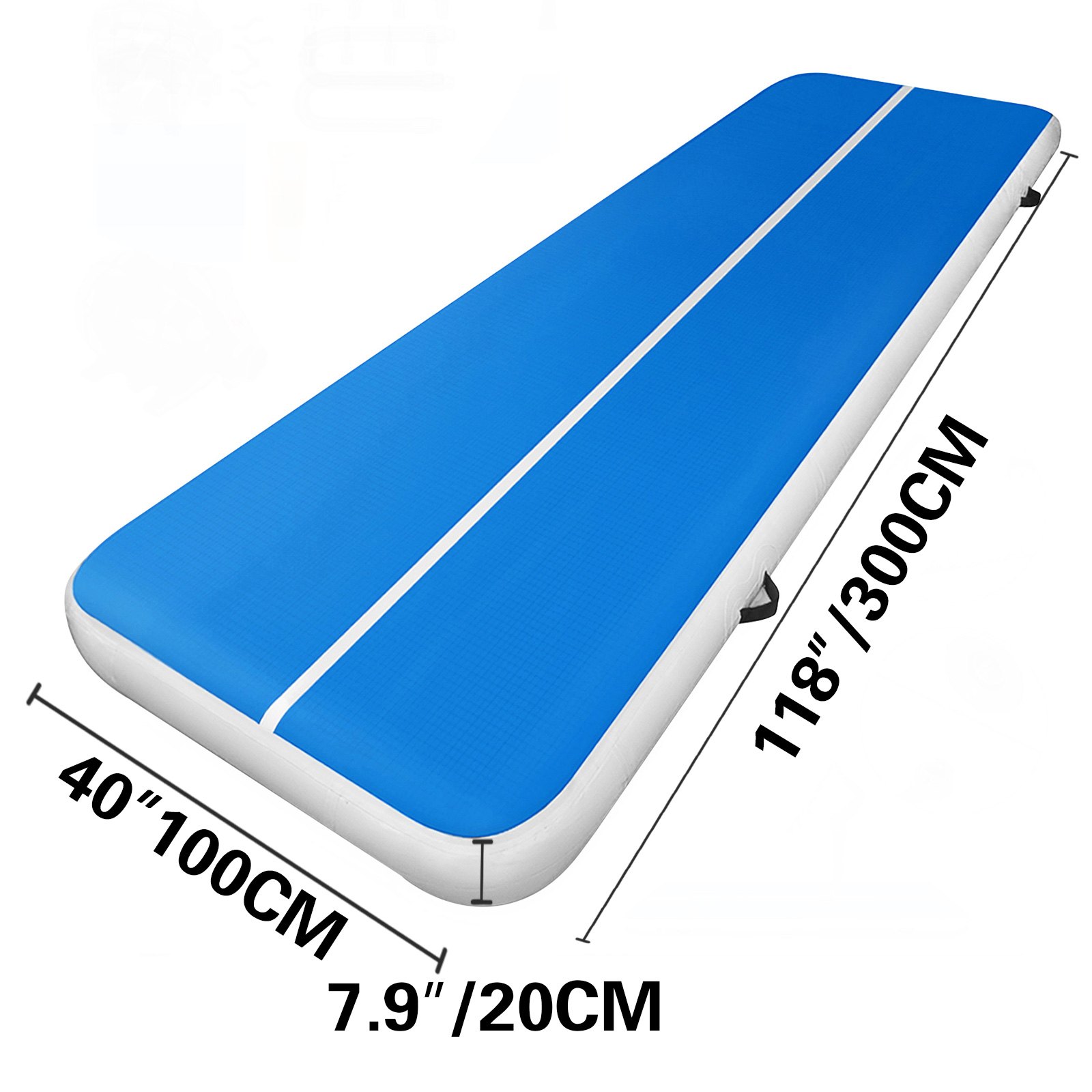Alfombrilla Hinchable Colchoneta Inflable 300x100x20CM Pista de Aire para Gimnasia para Yoga Entrenamiento Azul con Bomba Electrica