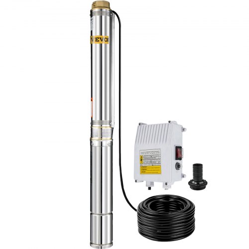VEVOR Bomba de Pozo 1500W 6,000 l/h Bomba de Agua Cable 40M con Caja de Control