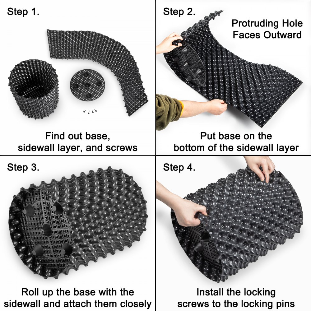 VEVOR Maceta de Raíz de Aire 6 PCS Contenedor de Poda de Raíz 2,5 Galones / 9,5 L Contenedor de Poda de Raíz de Aire 20 x 30 cm Contenedor de Crecimiento Rápido de Raíces Negro para Invernadero Jardín