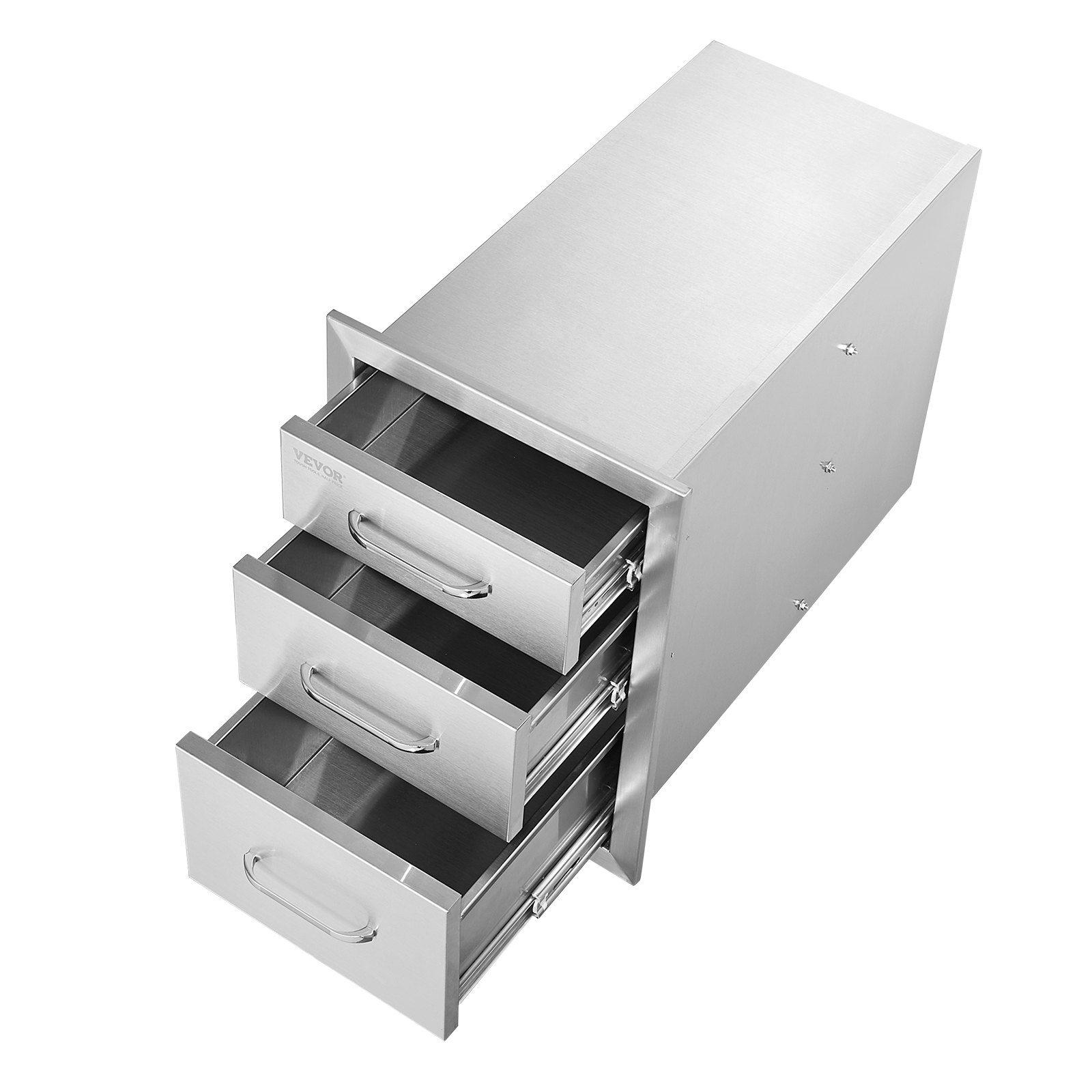 VEVOR Cajón de Cocina para Exteriores de Acero Inoxidable de 45,72 x 38,1 cm con Manija Cromada y Tres Cajones de Acceso, Cajones de Acero para Barbacoa con Mango Exquisito de Calidad y Alta Dureza