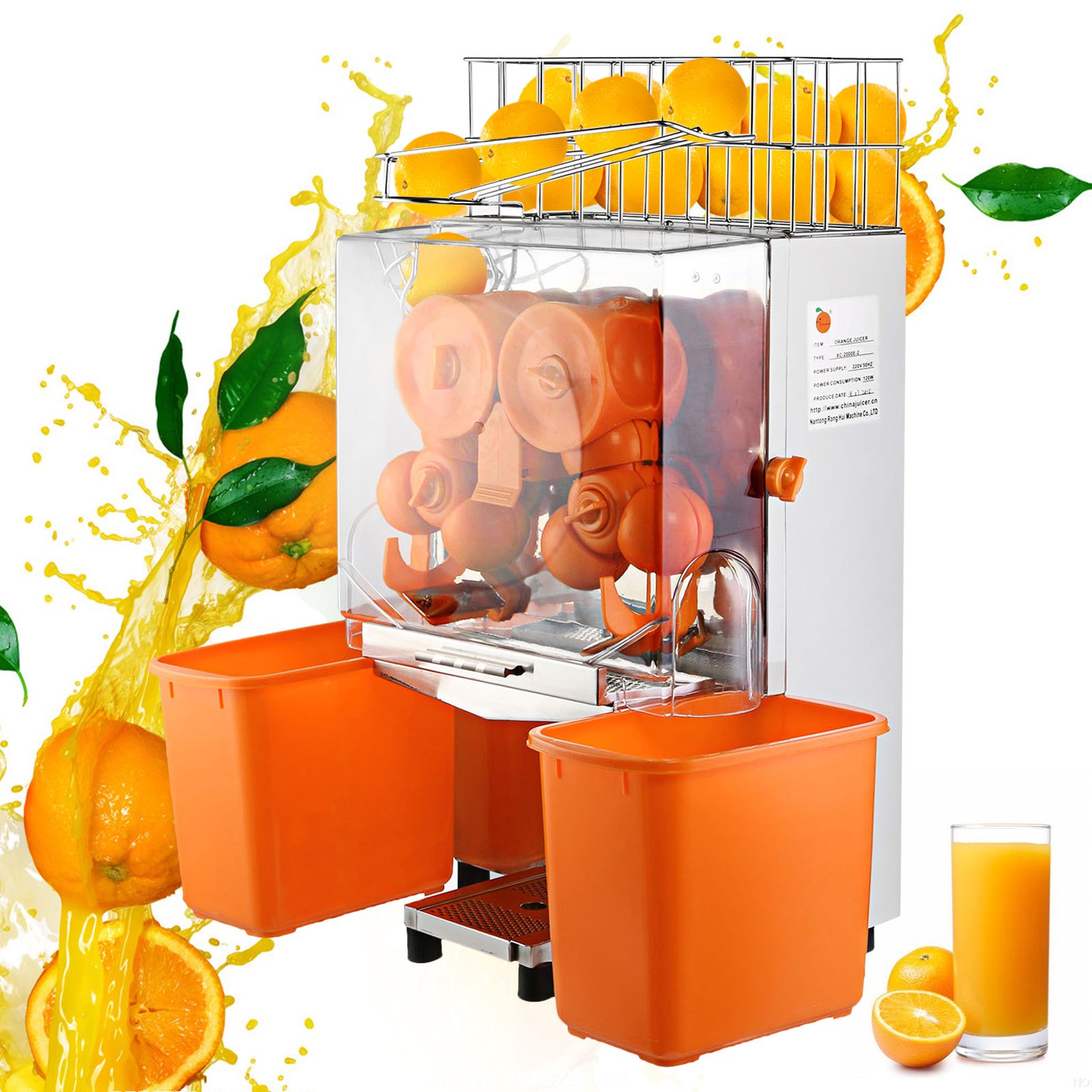 VEVOR Exprimidor de Naranjas,120W, Máquina Automática Comercial, 20 Naranjas/min, Exprimidor Eléctrico de Naranjas Comercial, 45x34x78.5cm, Exprimidor Naranjas Zumo Industrial, 42 kg